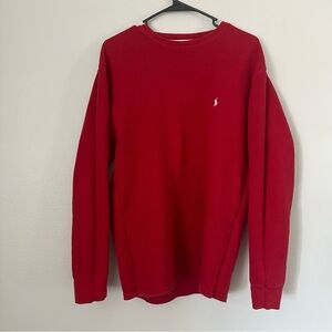 Ralph Lauren Red Long Sleeve Pullover Knit T-shirt white Logo
